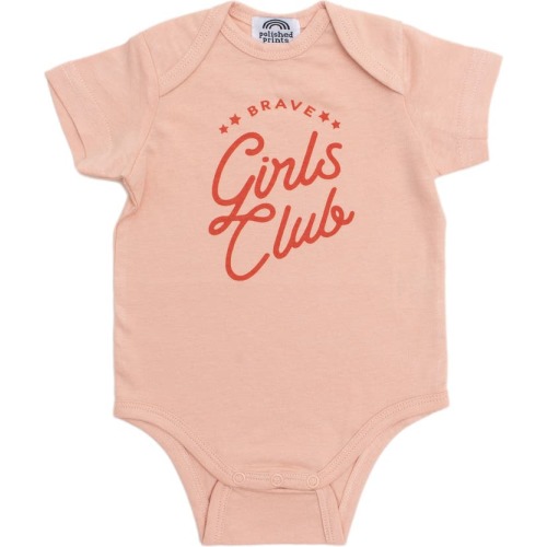Baby Brave Girls Club Organic Cotton Bodysuit, 18M, Peach