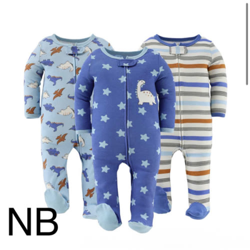 Cobalt Dino Baby Boy Sleeper Set, 3-Pack
