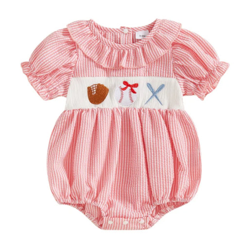 BASEBALL Ruffle Romper - Hazel & Bo