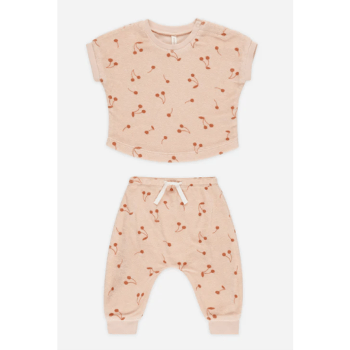 Terry Tee + Pant Set || Cherries – Quincy Mae