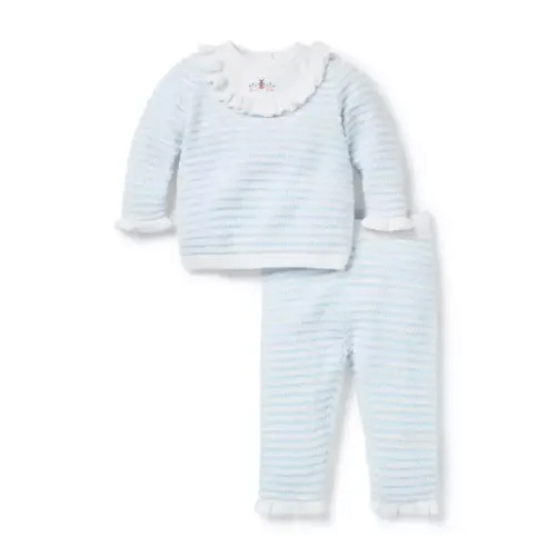 Baby Cloudy Blue Stripe Baby Striped Ladybug Matching Sweater Set by Janie and Jack