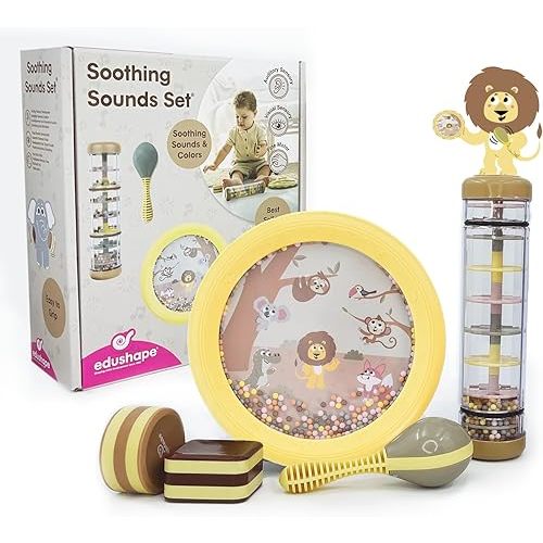 Soothing Sounds Music Set - Baby Musical Instruments - Includes Hand Drum, Rain Stick, Shakers, Maracas - Interactive Baby Musical Toys for Kids & Toddlers 18 Months & Up