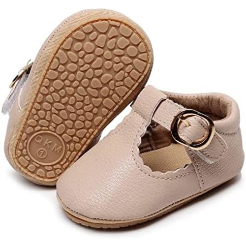 HONGTEYA Infant Baby Girls Mary Jane Flats Non Slip for Toddler First Walkers Soft Sole PU Leather Crib Shoes Sneaker Wedding Party Christmas Princess Dress Shoes Baby Moccasins Girls