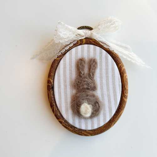 Bunny Wall Decor, Needle Felted Bunny, Handmade Baby Shower Gift, Bunny Themed Nursery, Hand embroidery, Easter decoration Idea