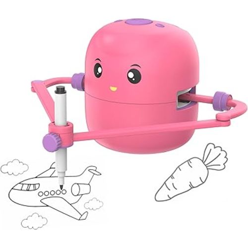 Interactive Educational Drawing Robot for Kids - Montessori Learning Toy with 100 Word Cards, Voice Interaction, Ages 5+ (Pink)