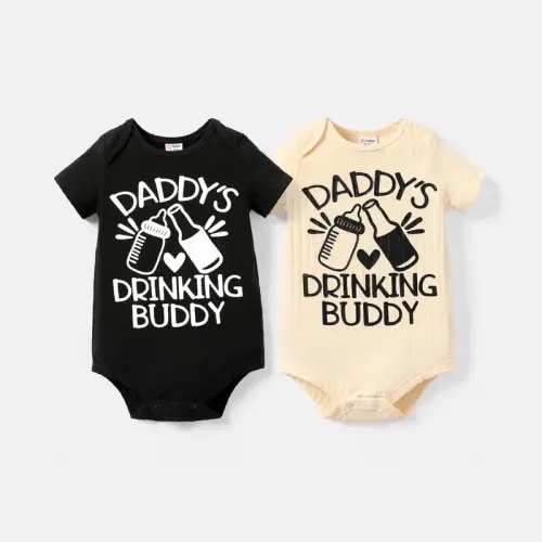 PatPat Baby Boy/Girl Short-sleeve Milk & Beer and Letter Print - TikTok Shop