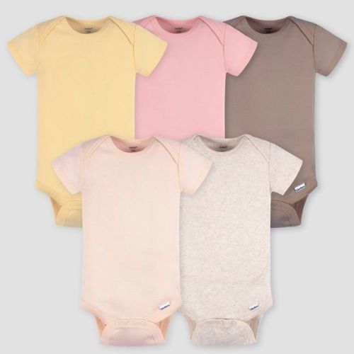 Gerber Baby 5pk Short Sleeve Onesies - Pink 0-3Mo.
