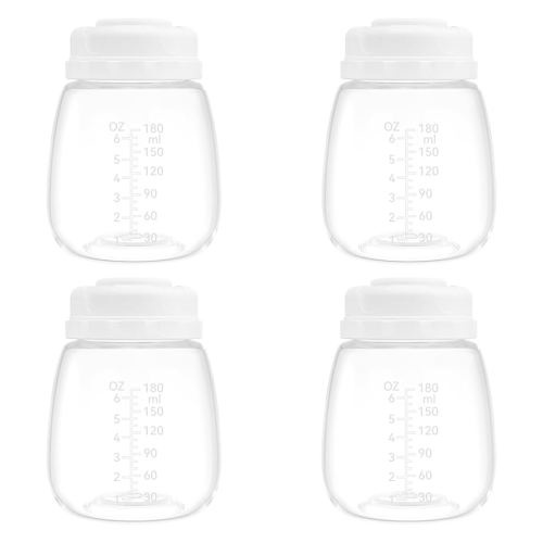 Breast Milk Collection Bottles and Storage Bottles, 6oz/180ml, Compatible with Spectra S1 S2 9 Plus, Motif Luna, and Most Wide-Mouth Flanges, Work with Spectra Bottles for Pumping, 4 Pack