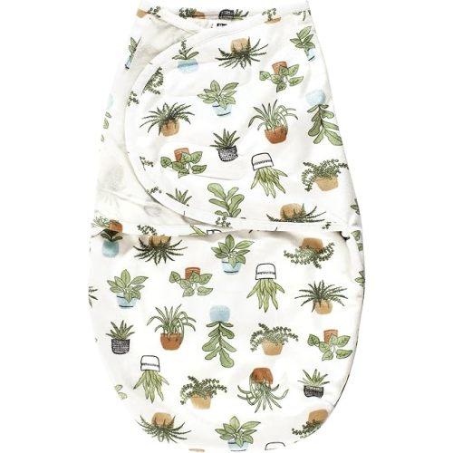 Hudson Baby Unisex Baby Plush Faux Fur Swaddle Wrap, Plants, 0-3 Months