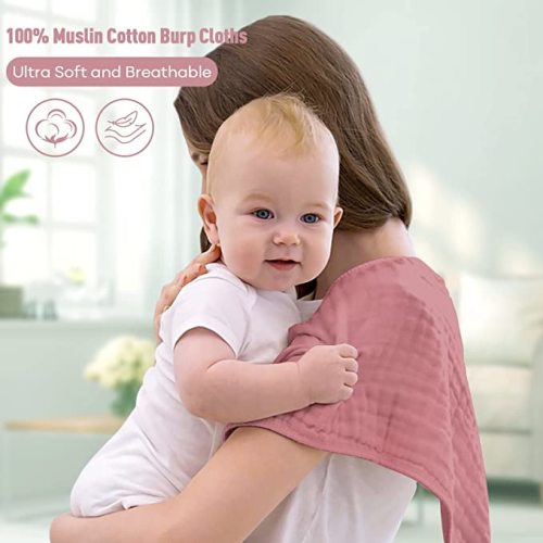 Yoofoss Muslin Burp Cloths for Baby 10 Pack - Bean Paste