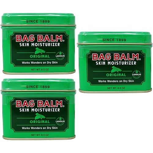 Bag Balm Vermont's Original Hand Moisturizer, Hand Balm for Dry Skin, Cracked Hands, Heels & Dry Hands Treatment, For Dogs and More Ointment, Lotion - 8oz Tin, 3 Pack