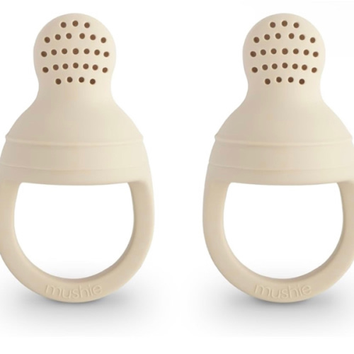 mushie Silicone Baby Fresh Fruit & Food Feeder Pacifier | 6 Months+ (Shifting Sand)