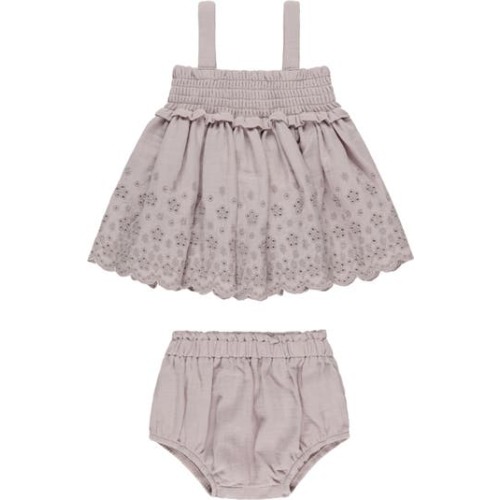 Embroidered Eyelet Organic Cotton Trapeze Top & Bloomers, 6-12M