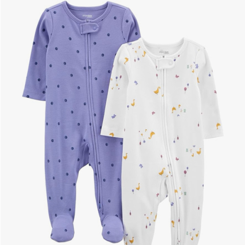 Simple Joys by Carter's Baby Girls' Cotton Footed Sleep and Play, Pack of 2