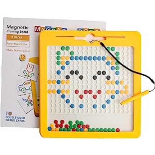 Amazon.com: Magnetic Drawing Board for Toddlers, Large Doodle Board with Magnetic Pen and Beads, Magnetic Dot Art, Montessori Educational Preschool Toy, Travel Toys for 3 4 5 6 Year Old Boys Girls (12.4"x12.4") : Toys & Games