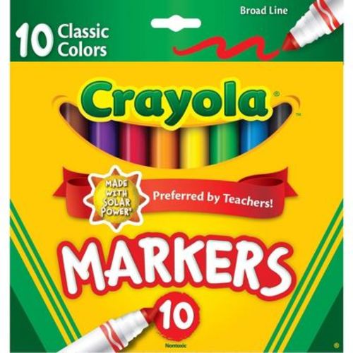 Crayola 10ct Broad Line Markers, Elementary School Supplies for Kids, Art Classroom Must Haves, Drawing & Coloring Gift, Ages 3+
