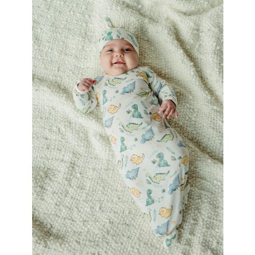 Knotted Gown & Beanie Set - Dino