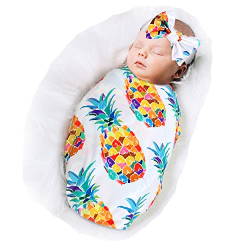 Newborn Receiving Blanket Headband Set - Unisex Soft Baby Swaddle Girl Boy Gifts
