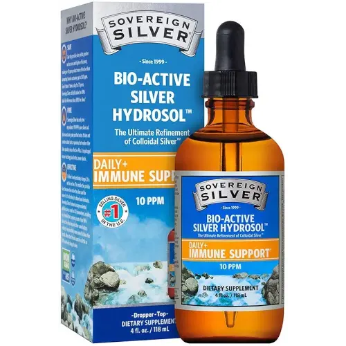 Sovereign Silver Immune Support - Colloidal Silver Mineral Supplement – Liquid Bio-Active Silver Hydrosol - 10ppm - 4oz (118mL) Dropper