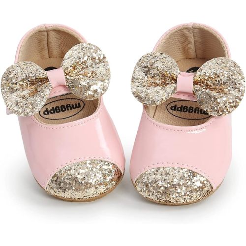 Antheron Baby Girls Mary Jane Flats Soft Sole Infant Moccasins Floral Sparkly Toddler Princess Dress Shoes