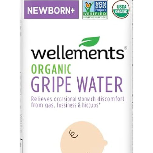 Wellements Organic Gripe Water | Relieves Occasional Stomach Discomfort from Baby Gas, Colic, Hiccups and Fussiness | Certified Organic and Non-GMO | No Artificial Flavors | 4 Fl Oz. | Ages Newborn+