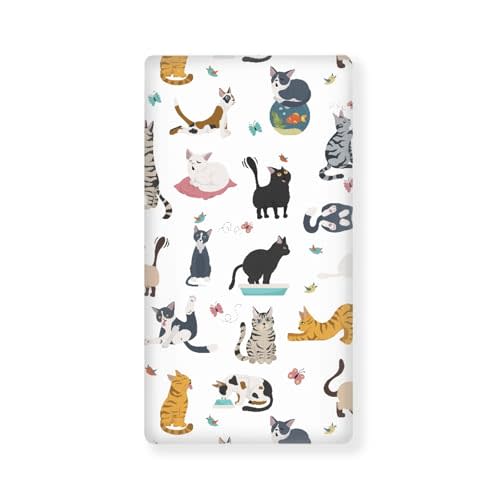 Winpema Different Cats Poses Baby Crib Sheets Fitted Crib Sheets Kid Crib Fitted Sheets Crib Cover Single Pack 28"x52" for Boys Girls