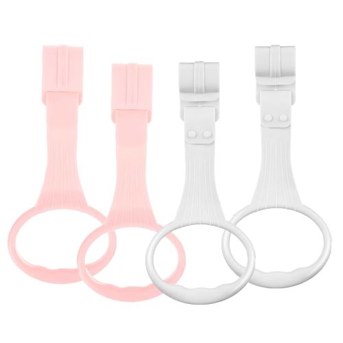 4Pcs Baby Playpen Pull up Rings, Pull up Rings for Play Pen, Playpen Accessories for Help Stand Up Walking Training Tool Newborn (Pink, White)