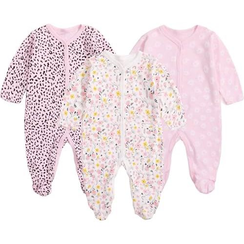 Baby Long Sleeve Unisex 3 Pack Footies Rompers Cotton Infant Jumpsuits Babies' Outfits Onsies Baby Shower Gifts