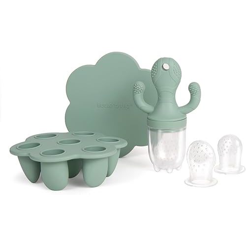 Little Twig Baby Fruit Feeder Pacifier Teether | Food Freezer Tray with Lid BPA Free Silicone Freezable Feeding Set for Breast Milk Ice Cubes, Food, Vegetable Purees