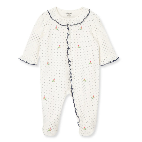 Rosebud 2-Way-Zip Footed One-Piece and Headband