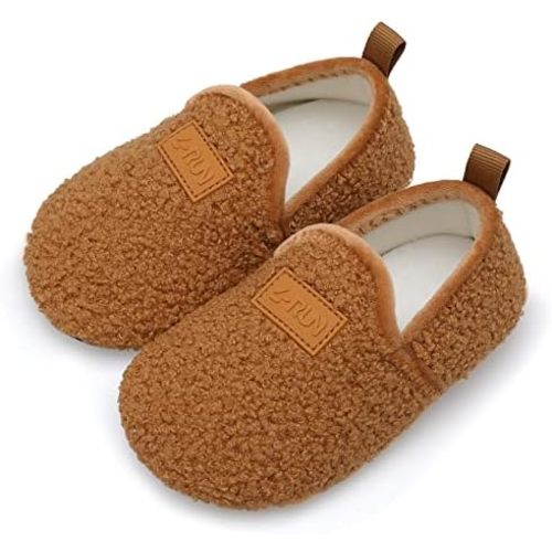 L-RUN Toddler Boys Girls House Slippers Indoor Home Shoes Warm Slipper Socks for Kids Baby Soft Winter Warm Walking Shoes