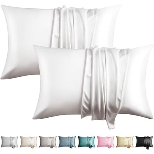 100% Silk Pillowcase for Hair and Skin Toddler Size 2 Pack Mulberry Silk Pillow Case 14 x 19 Inches Highest 6A Silk Kids/Travel Pillow Cover Soft Breathable Cooling with Hidden Zipper, White
