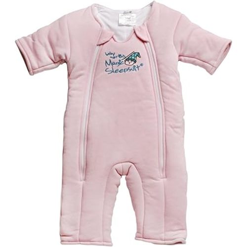 Magic Sleepsuit Baby Merlin's Cotton Baby Swaddle Transition Product - Soft and Cozy Design, Double Zipper for Easy Diaper Changes, Promotes Safe Sleep, 3-6 Months - Pink - Small 12-18lbs