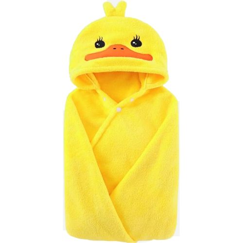 Toddler Bath Towel Baby Towels with Hood 27.5"X55" Ultra Absorbent Soft Bathrobe Blanket Kids Shower Towel for Girls and Boys(Bright Yellow Duck)