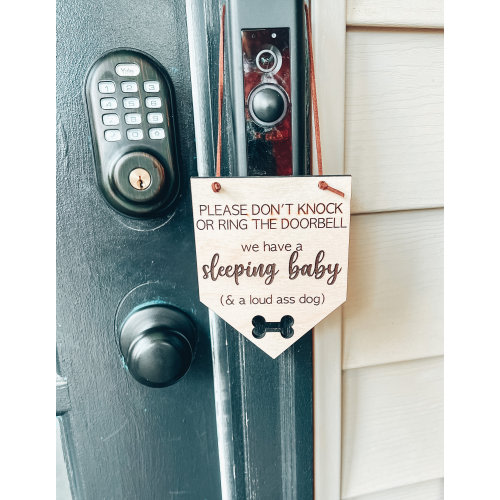 Please Do Not Knock Sign-Sleeping Baby Sign-Dogs Will Bark Sign-Doorbell Sign-No Soliciting Wood Sign