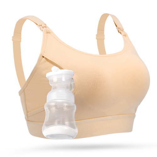 Momcozy Hands-Free Adjustable Breast Pump Holder and Nursing Bra for Lansinoh, Philips Avent, Spectra, Evenflo and More Breast Pumps (Skin-to-Skin, Large) HSA/FSA Eligible