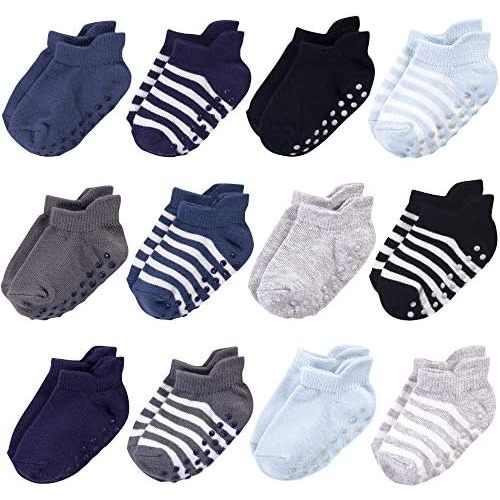 Touched by Nature Baby Boys' Organic Cotton Socks with Non-Skid Gripper for Fall Resistance