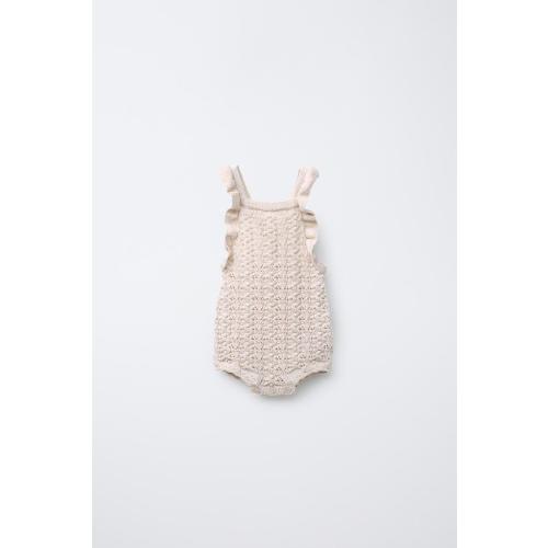 ROMANTIC KNIT ROMPER - Light beige | ZARA United States