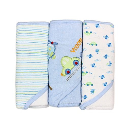 Spasilk Soft Terry Hooded Towel Set, Blue Plane, 3-Count