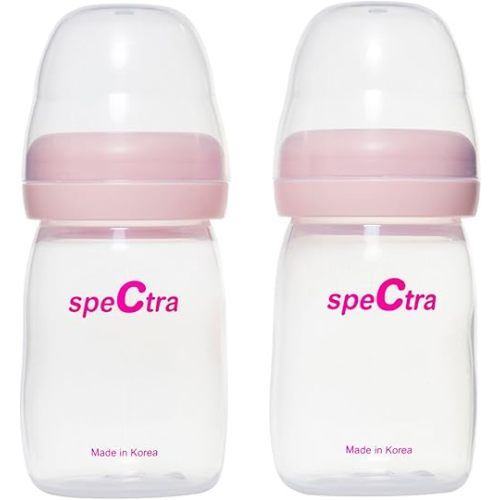 Spectra - Wide Neck Baby Bottles - Compatible with Spectra Breast Milk Pump Flanges (Pack of 2)