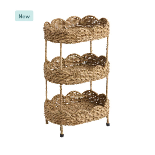 Daisy Oval Seagrass Scalloped 3 Tier Storage Tower - World Market
