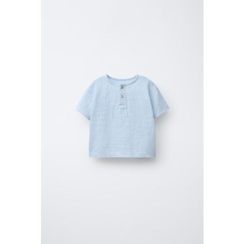COMBINATION HENLEY SHIRT - Light blue | ZARA United States