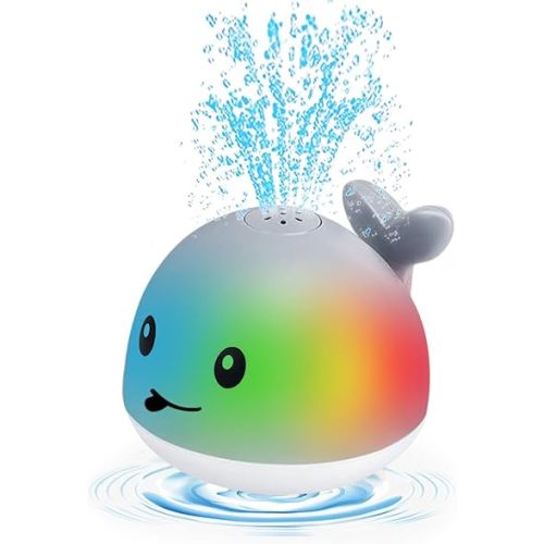 Baby Bath Toys 6-12-18 Months, Bath Toys for Kids Ages 1-3, Easter Basket Stuffers Gifts for Infants, Light Up Whale Bath Toys Sprinkler, Bathtub Pool Water Toys for Toddlers 1-3, 1st Birthday Gifts