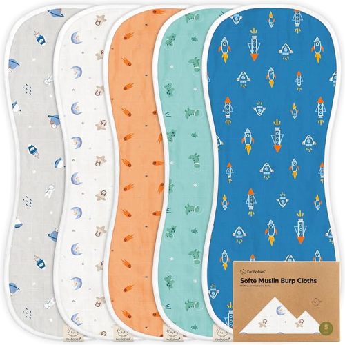 5-Pack Muslin Burp Cloths Baby Boy, Girl, Soft Absorbent Rags, Cosmo