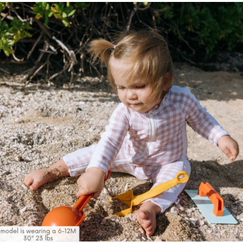 Sunsuit - Long Sleeve Romper Swimsuit | "Pink Gingham" 0-6M