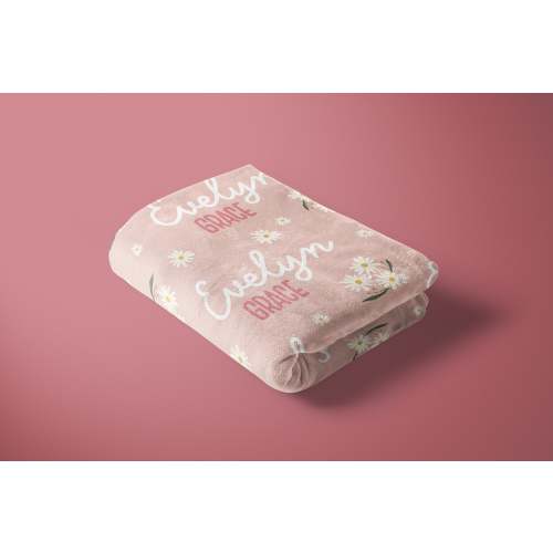 Pink Daisy Name Blanket, Personalized Daisy Blanket, Name Blanket for Girl, Boho Daisy Nursery Decor, Gift For Baby Girl, Boho Baby, Pink