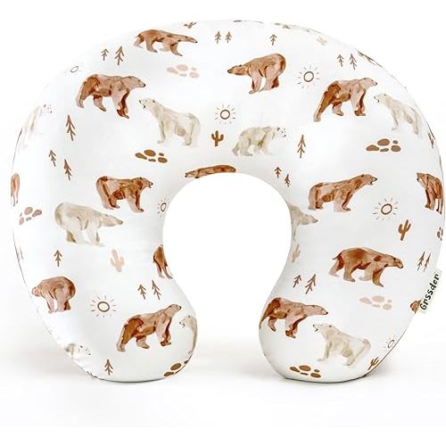 GRSSDER Nursing Pillow Cover Stretchy Minky Removable Nursing Covers for Breastfeeding Pillows, Ultra Soft Comfortable Slipcover for Boy and Girls, Sunny Bear