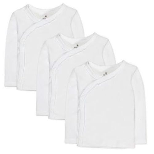 3-pack Organic Cotton Long Sleeve Side-snap Side-snap Tops Bright White 0-3m