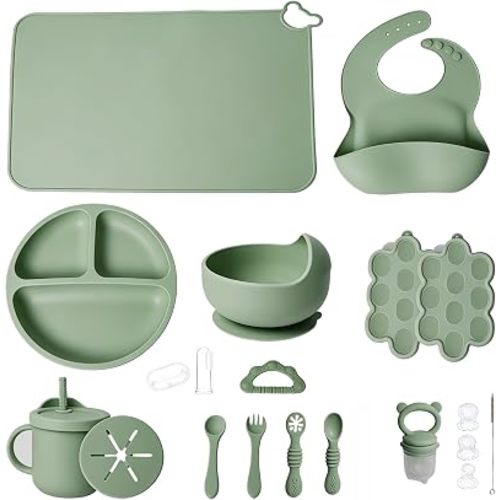 19 Pcs Silicone Baby Feeding Set Eating Essentials for Newborn