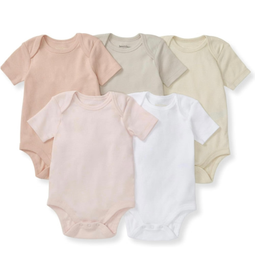 Burt's Bees Baby Unisex Organic Cotton Short and Long Sleeve Bodysuits, 5-Pack